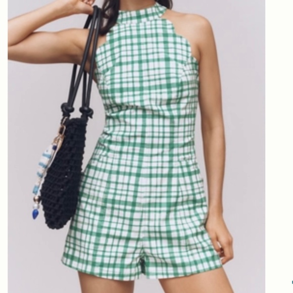 NWT by Anthropologie Scalloped Halter Romper  Sz 8 - Picture 5 of 6